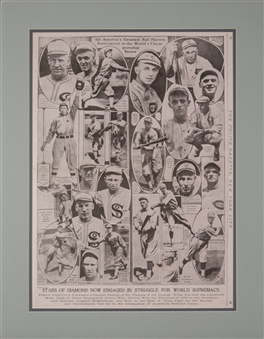 1919 World Series Newspaper Collage Of Chicago White Sox And Cincinnati Reds Players Matted